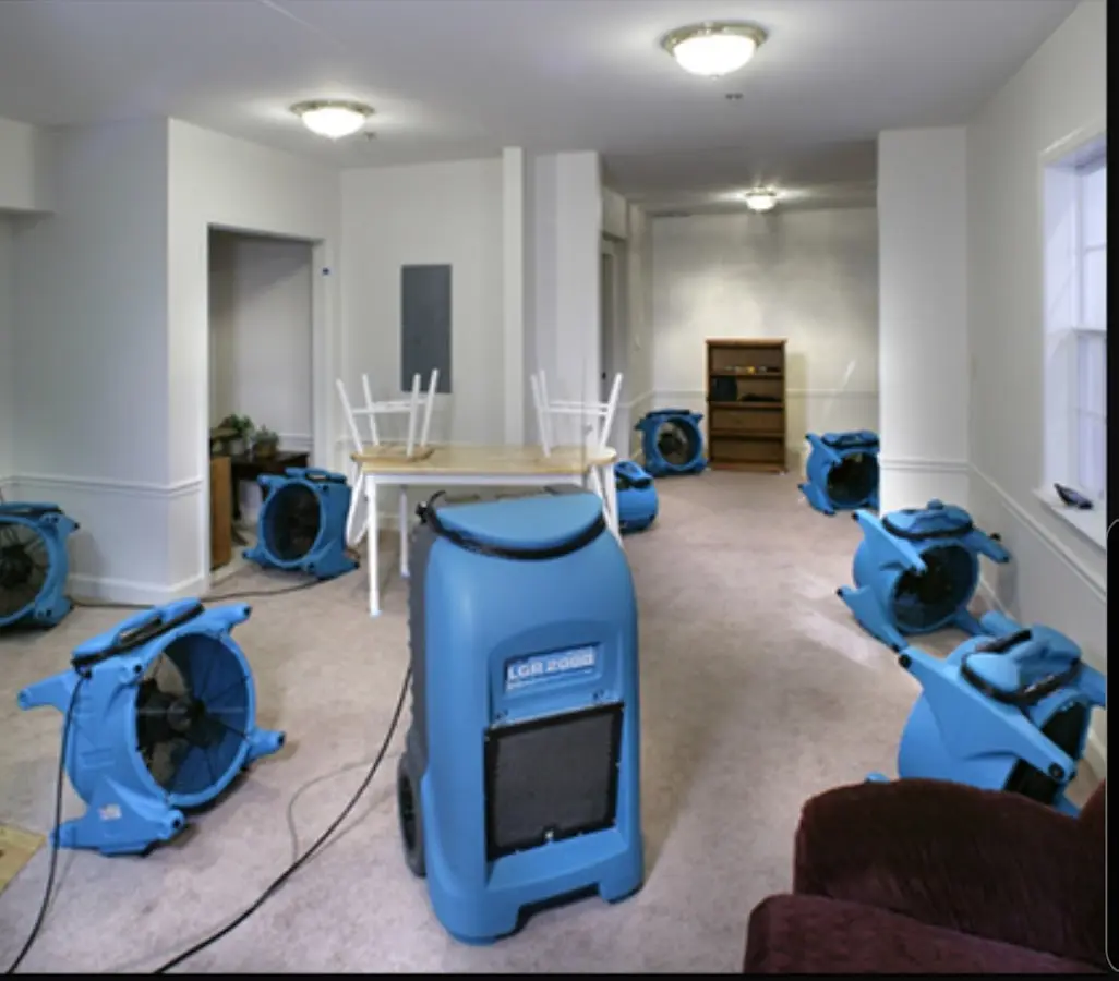 Air movers and dehumidifier setup for Water Extraction & Removal in South Valley